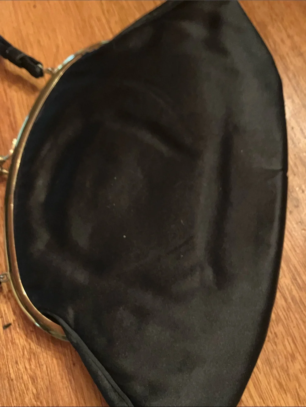 Vintage satin embroidered evening bag with Gold Frame